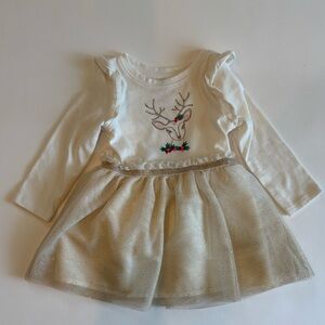 12m Cat & Jack Christmas render cream and gold dress